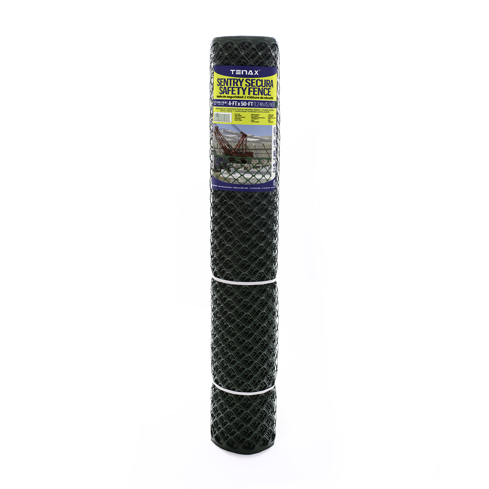 Tenax Sentry Secura Diamond Safety Fence — 4ft. x 50ft., Green, High-Density Polyethylene, Model# 64010306